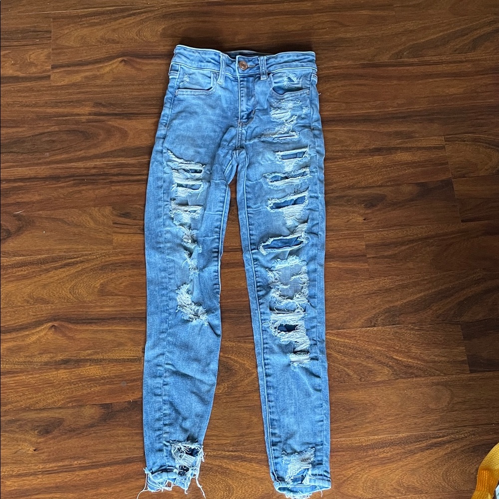 American Eagle Outfitters Distressed Blue Jeggings